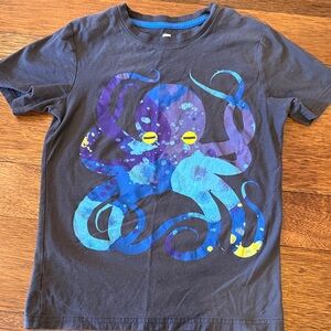 Tea- Kids Octopus Graphic Tee - Blue on Charcoal